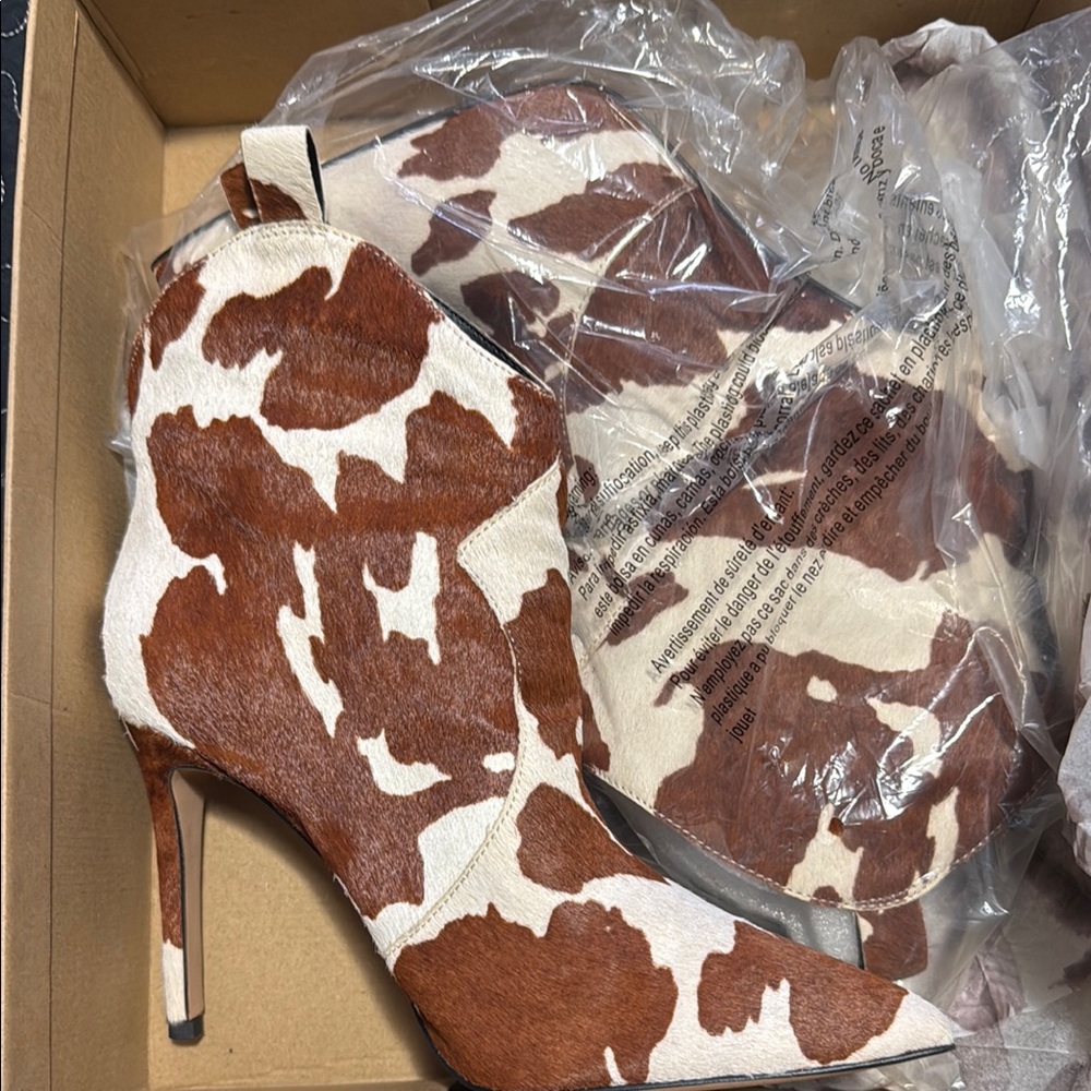 Cow Print Women's Ankle Boots